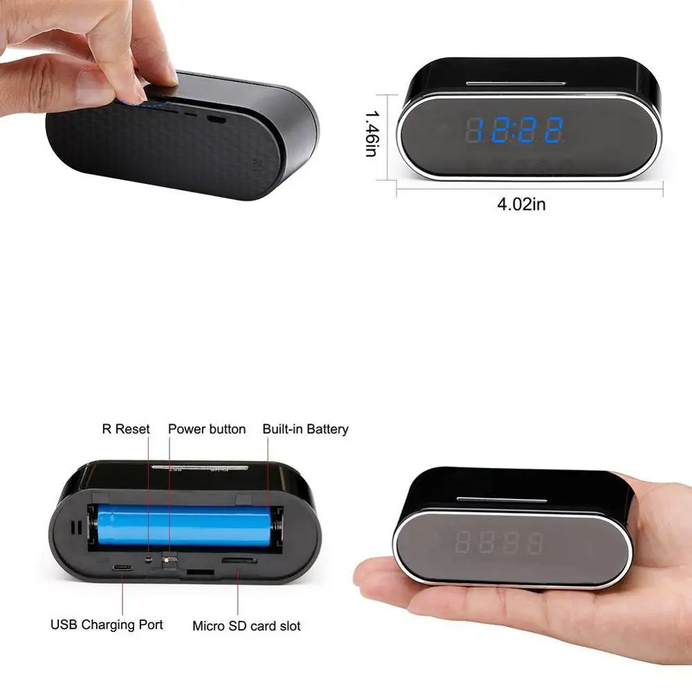 1080P WIFI Mini Camera Time Alarm Wireless Nanny Clock P2P IP/AP Security Night Vision Motion Sensor Remote Monitor Micro Home
1080P WIFI Mini Camera Time Alarm Wireless Nanny Clock P2P IP/AP Security Night Vision Motion Sensor Remote Monitor Micro Home