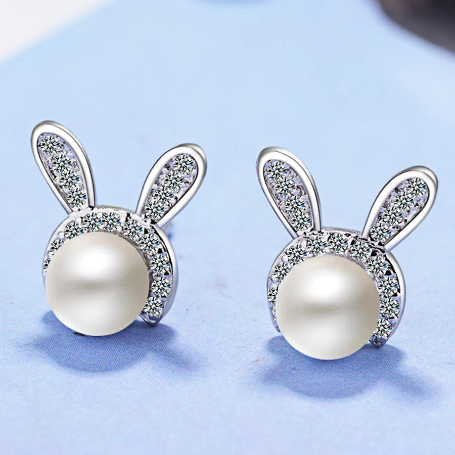 925 Sterling Silver Rabbit Ears Earring Luxury Crystal Simulated-pearl Bead Prevent Allergy Stud Earrings For Girls Jewelry
925 Sterling Silver Rabbit Ears Earring Luxury Crystal Simulated-pearl Bead Prevent Allergy Stud Earrings For Girls Jewelry