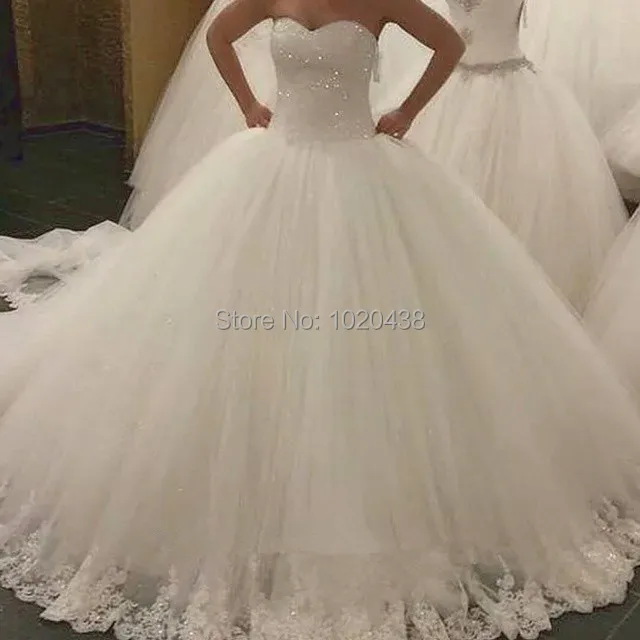 Vestido De Novia 2015 Romantic Crystal Beaded Sweetheart Tulle Lace Ball Gown Bridal Wedding Dresses Plus Size Robe De Mariage
Vestido De Novia 2015 Romantic Crystal Beaded Sweetheart Tulle Lace Ball Gown Bridal Wedding Dresses Plus Size Robe De Mariage
