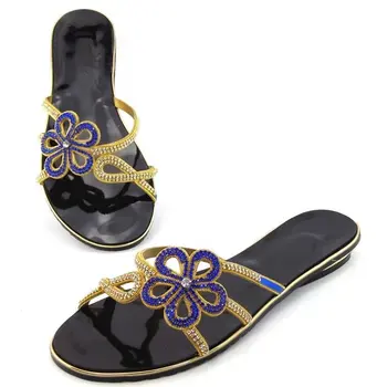 Nice looking blue flower rhinestone women sandals design african black low heel shoes for dress V32-2
Nice looking blue flower rhinestone women sandals design african black low heel shoes for dress V32-2