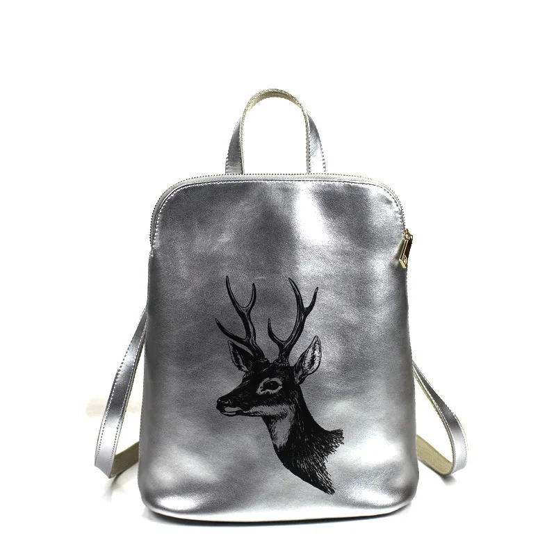 2018 Shell-shaped Silver Real Leather Backpack Women Graffiti Deer Printing Student School Bag High Quality Luxury Travel Bag
2018 Shell-shaped Silver Real Leather Backpack Women Graffiti Deer Printing Student School Bag High Quality Luxury Travel Bag