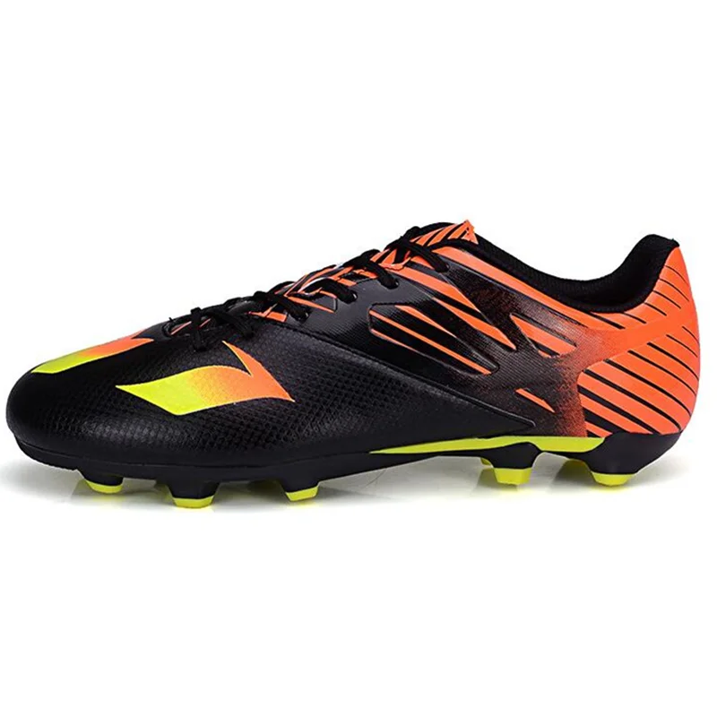 Image 2016 Boy Black Orange Turf Sneakers Football Boots FG Cleats Soccer Shoes