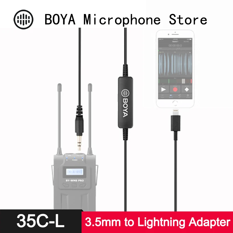 BOYA 35C-L Audio Adapter Cable 3.5mm to Lightning Connector for iPhone XS Max XR X 8 7 Plus iPad mini 4 iPod touch BY-WM4 BY-WM8
BOYA 35C-L Audio Adapter Cable 3.5mm to Lightning Connector for iPhone XS Max XR X 8 7 Plus iPad mini 4 iPod touch BY-WM4 BY-WM8