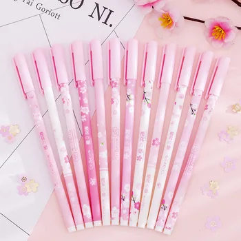 12 pcs/lot Pink Cherry Gel Pen For Writing Cute Sakura Black Ink 0.38 mm signature pen School Supplies Stationery gift
12 pcs/lot Pink Cherry Gel Pen For Writing Cute Sakura Black Ink 0.38 mm signature pen School Supplies Stationery gift