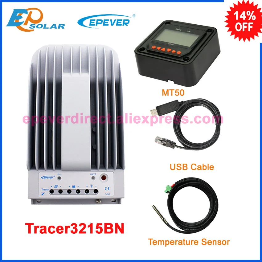 EP MPPT solar controller 30A EP Tracer3215BN Max PV input 150V Regulator +USB cable and sensor cable MT50 meter set parameters
EP MPPT solar controller 30A EP Tracer3215BN Max PV input 150V Regulator +USB cable and sensor cable MT50 meter set parameters