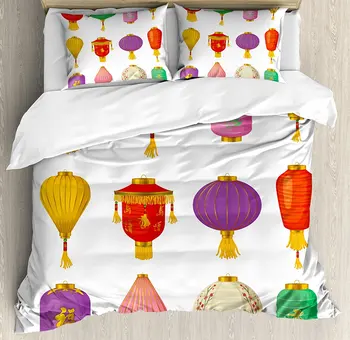 Lantern Duvet Cover Set Chinese Celebration Asian Culture Far East New Year Cartoon Style Festival Tassels 4Pcs Bedding Set
Lantern Duvet Cover Set Chinese Celebration Asian Culture Far East New Year Cartoon Style Festival Tassels 4Pcs Bedding Set
