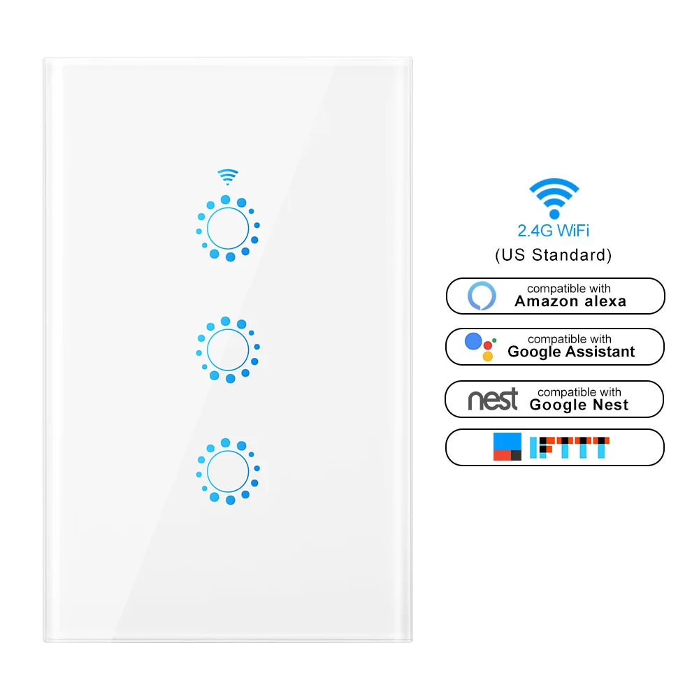 Smart Light Switch Wireless Wall Interruptor Touch Control WiFi Switch Compatible With Alexa Google Assistant IFTTT For Android
Smart Light Switch Wireless Wall Interruptor Touch Control WiFi Switch Compatible With Alexa Google Assistant IFTTT For Android