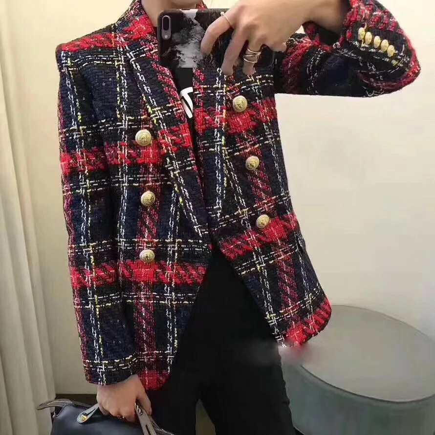 New 2018 the latest explosion of female coat line lattice weaving Tweed Wool double breasted jacket
New 2018 the latest explosion of female coat line lattice weaving Tweed Wool double breasted jacket