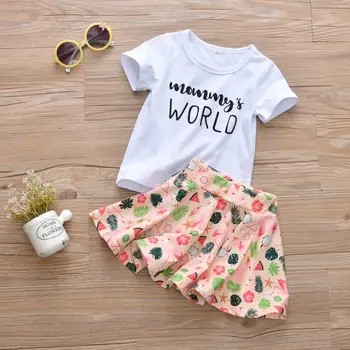 Summer Kids Toddler Girl Clothes Mommy's World Short Sleeve T-shirt and Cartoon Short Skirt 2Pcs Baby Girl Clthing Set
Summer Kids Toddler Girl Clothes Mommy's World Short Sleeve T-shirt and Cartoon Short Skirt 2Pcs Baby Girl Clthing Set