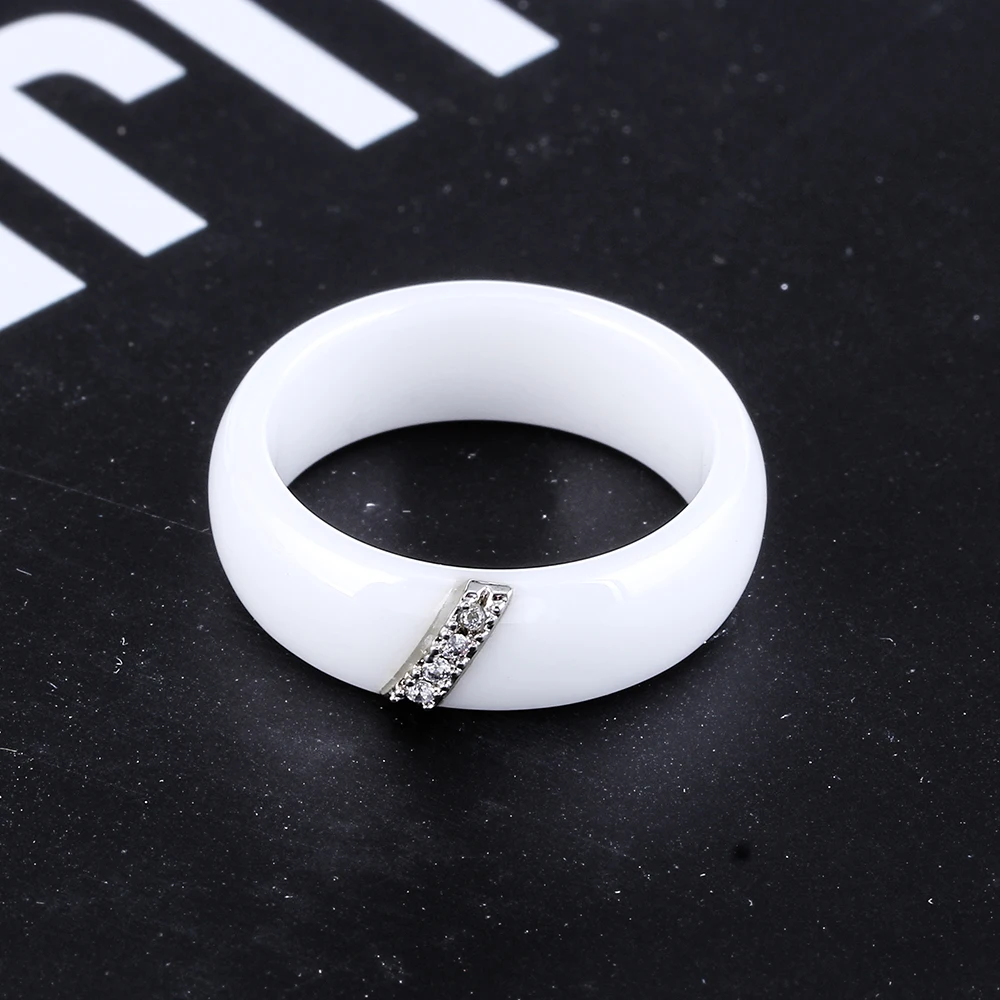 Женское керамическое кольцо с кристаллами 6 мм|Обручальные кольца| |