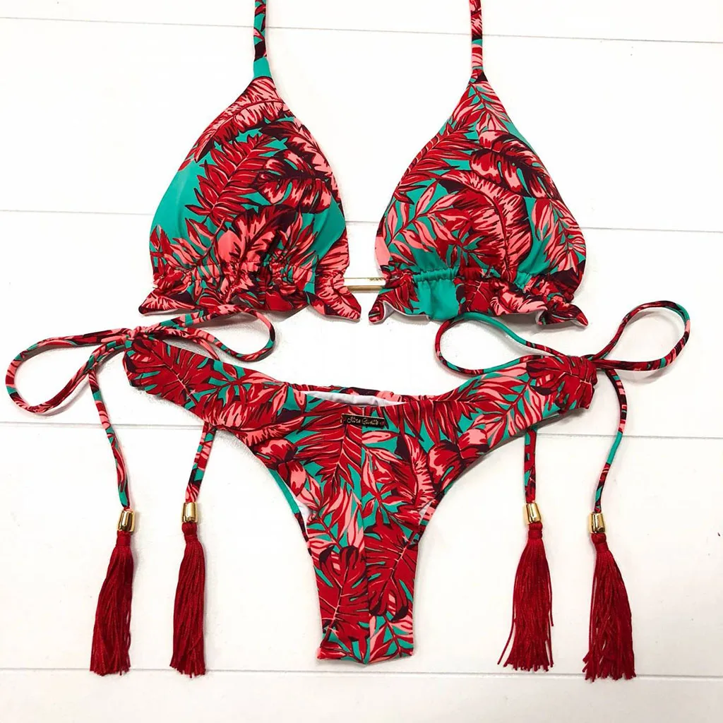 Women Floral Print Swimwear Sexy Striped Patchwork Swimsuit New Triangle Bandage Bathing Suit Brazilian Bikinis Tassel Beachwear
Women Floral Print Swimwear Sexy Striped Patchwork Swimsuit New Triangle Bandage Bathing Suit Brazilian Bikinis Tassel Beachwear