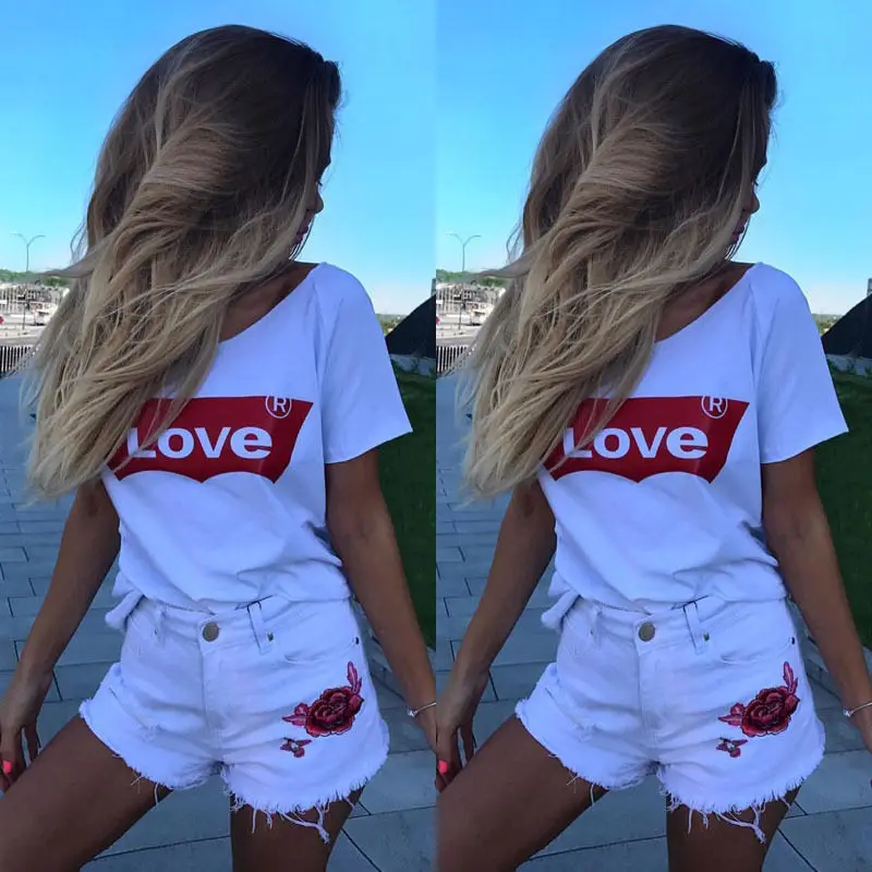 2019 Cotton Love Print T Shirt For Womens Summer T-shirt Casual women funny Kawaii Shirt Ladies Top Tee Fashion clothing
2019 Cotton Love Print T Shirt For Womens Summer T-shirt Casual women funny Kawaii Shirt Ladies Top Tee Fashion clothing