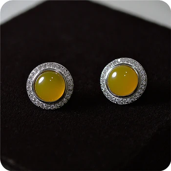 girlfriend gift female 925 Sterling silver Natural semi-precious stones yellow chalcedony round yellow hollow pattern Earrings
girlfriend gift female 925 Sterling silver Natural semi-precious stones yellow chalcedony round yellow hollow pattern Earrings