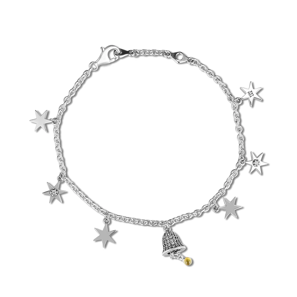 Festive Bell & Star Bracelets with Fancy Golden & Clear CZ 100% 925 Sterling Silver Jewelry For Women Wholesales Free Shipping
Festive Bell & Star Bracelets with Fancy Golden & Clear CZ 100% 925 Sterling Silver Jewelry For Women Wholesales Free Shipping