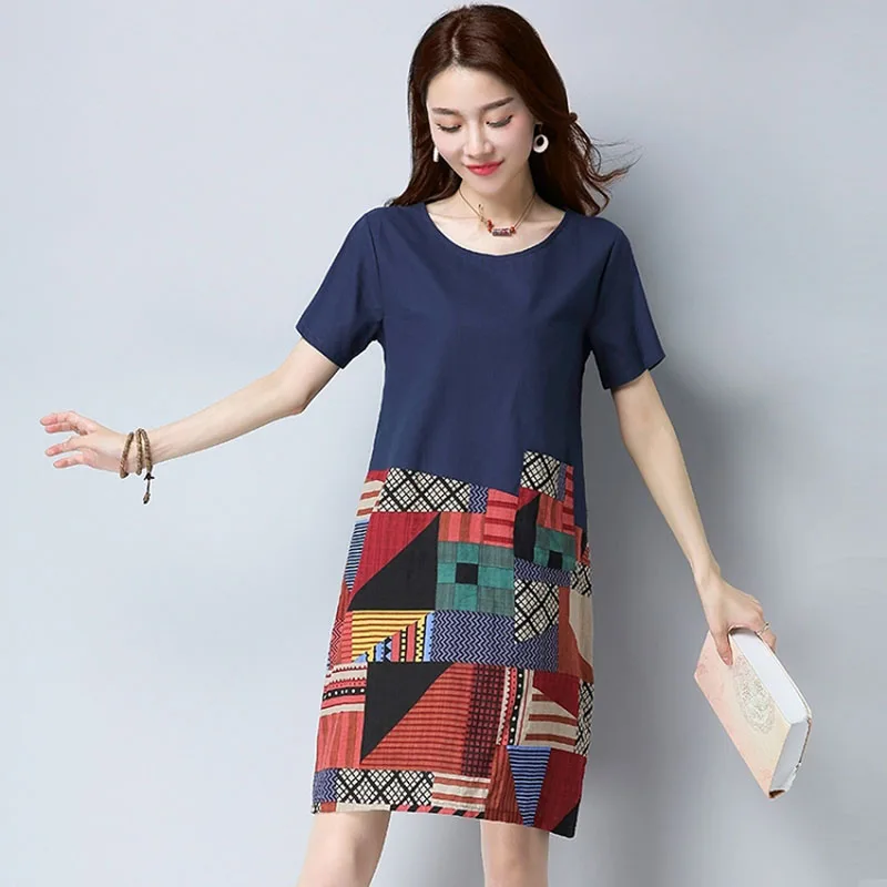 2018 Women Summer Style Cotton and Linen A-Line Dresses Casual Patchwork Printed Stitching Dress Vestidos Femme Robe DF1480
2018 Women Summer Style Cotton and Linen A-Line Dresses Casual Patchwork Printed Stitching Dress Vestidos Femme Robe DF1480