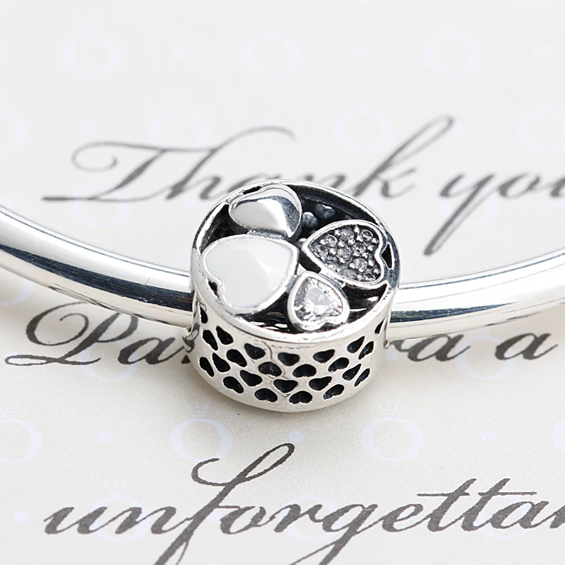 Real 925 Sterling Silver Heart-Shaped Petals of Love Clover Beads with Enamel&CZ fit Bracelets for Women Wedding Jewelry
Real 925 Sterling Silver Heart-Shaped Petals of Love Clover Beads with Enamel&CZ fit Bracelets for Women Wedding Jewelry