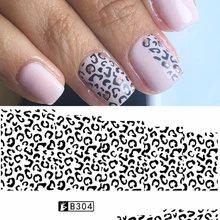 1 folhas mulheres sexy unhas arte do leopardo preto impressão transferência de água adesivo decalques unhas manicure decorações ferramentas TRSTZ023-855(China)