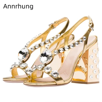 Jeweled Rhinestone Chunky Heel Sandals Women Genuine Leather Sexy Open Toe Square Toe Crystal Diamond Decor High Heel Shoes
Jeweled Rhinestone Chunky Heel Sandals Women Genuine Leather Sexy Open Toe Square Toe Crystal Diamond Decor High Heel Shoes