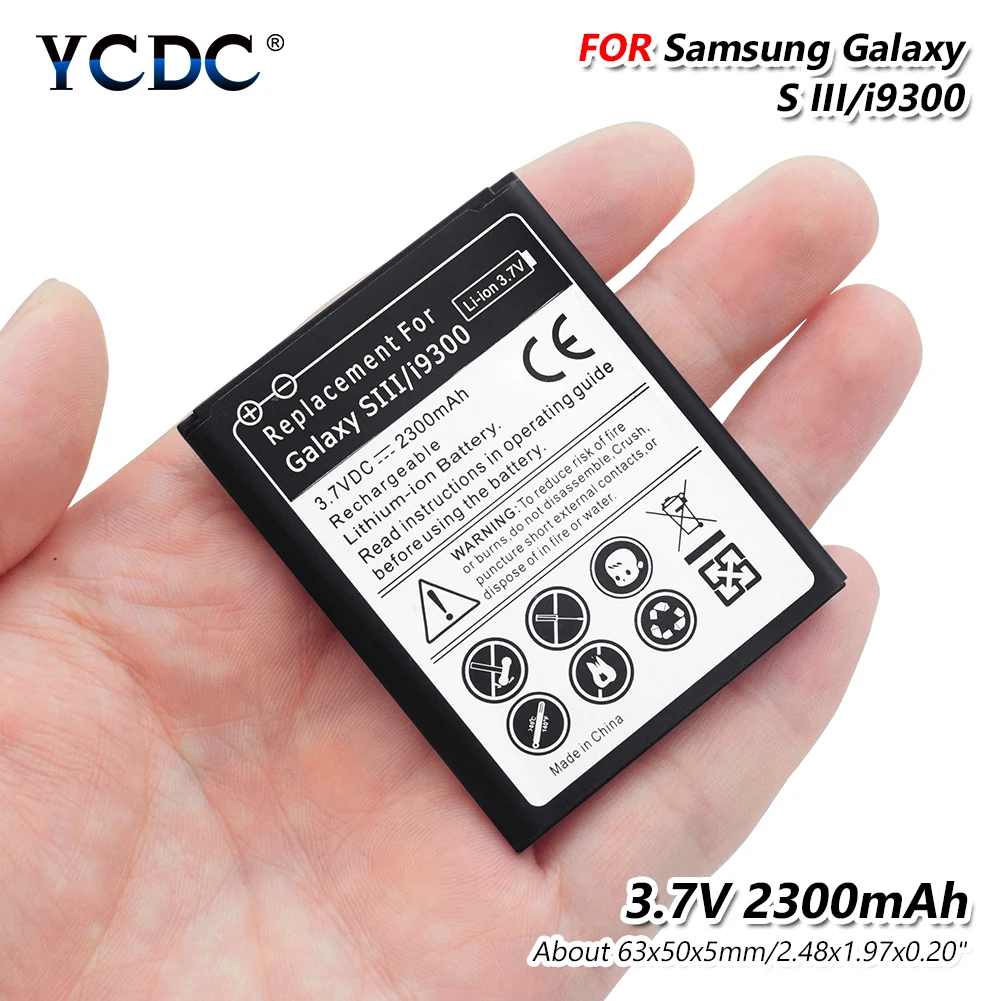 

Durable 3.7V 2300mAh Rechargeable Battery Cellphone Li-Ion Lithium Accumulator Replacement For Samsung Galaxy S3 GT-i9300 I747