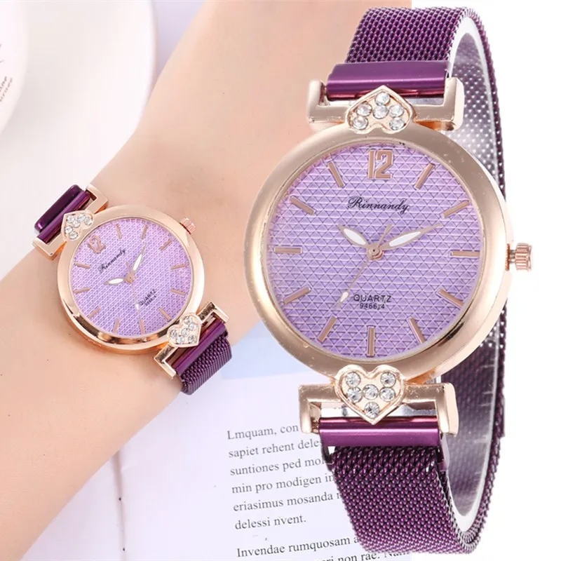 Luxury Women Watches Fashion Elegant Magnet Buckle Vibrato Purple Ladies Wristwatch 2019 New Heart Diamond Gift Clock For Women
Luxury Women Watches Fashion Elegant Magnet Buckle Vibrato Purple Ladies Wristwatch 2019 New Heart Diamond Gift Clock For Women