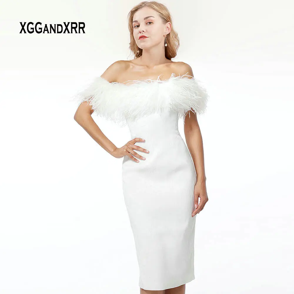 Elegant White Feather Cocktail Dress 2019 Strapless Off Shoulder Satin Knee Length Sexy Slim Fit Prom Party Gown Plus Size Gala
Elegant White Feather Cocktail Dress 2019 Strapless Off Shoulder Satin Knee Length Sexy Slim Fit Prom Party Gown Plus Size Gala