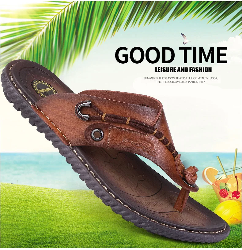 BIMUDUIYU Luxury Brand Flip Flops Soft comfortable Microfiber Leather Slippers Beach Slipper Flip Flop Summer Shoe For Men 11