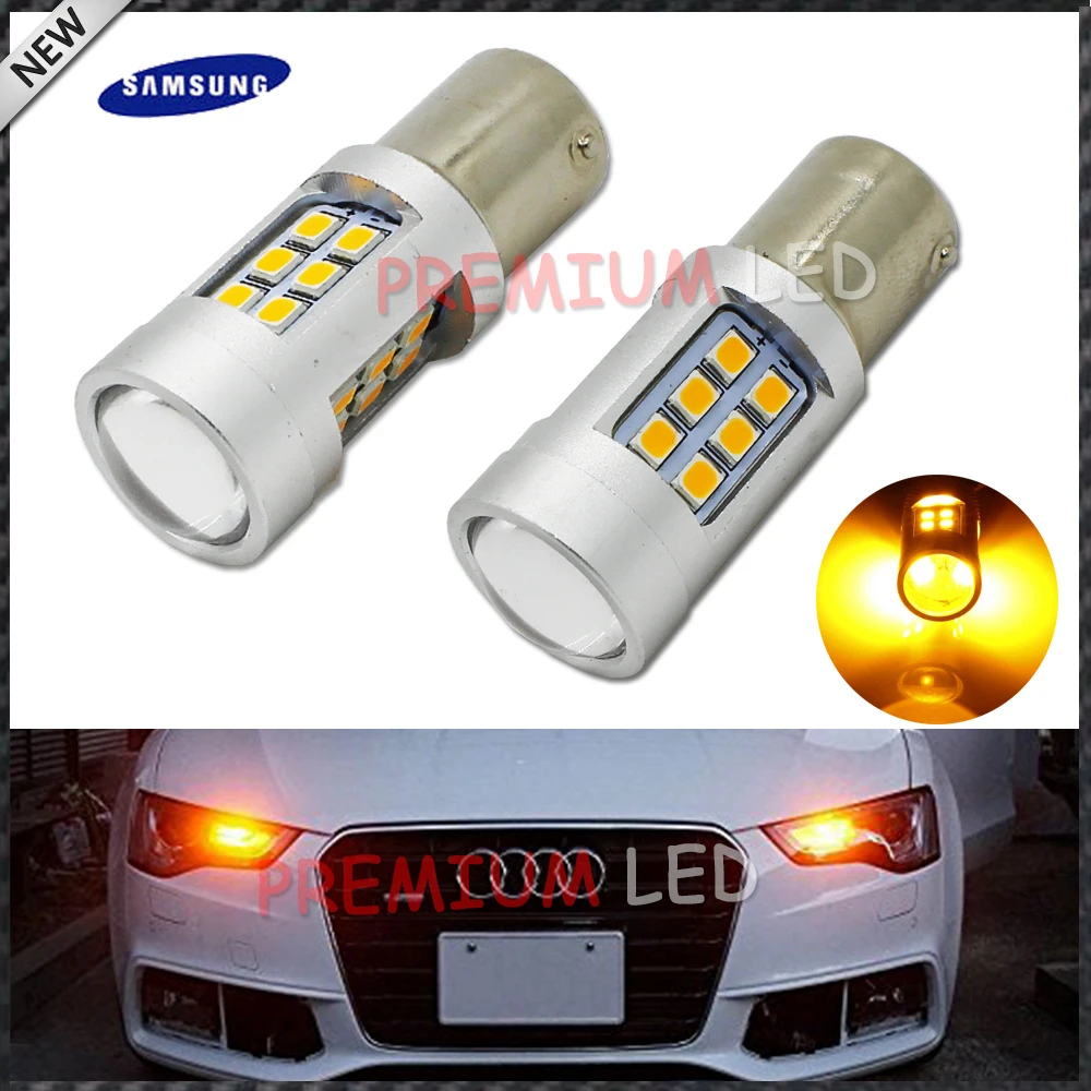 iJDM Amber Yellow Error Free 2835 LED 1156 P21W LED Bulbs For car Front or Rear Turn Signal Lights, Daytime Running Lights 
iJDM Amber Yellow Error Free 2835 LED 1156 P21W LED Bulbs For car Front or Rear Turn Signal Lights, Daytime Running Lights