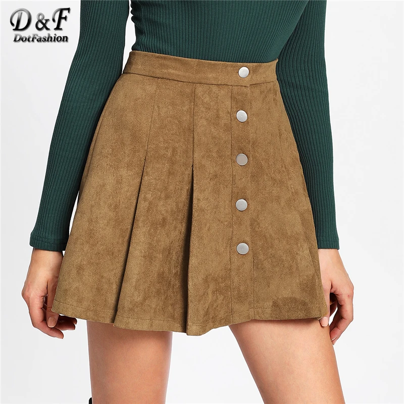 Dotfashion Camel Single Breasted Suede Skirt Women Casual Autumn Plain Above Knee Short Spring Preppy Mid Waist Shift Skirt
Dotfashion Camel Single Breasted Suede Skirt Women Casual Autumn Plain Above Knee Short Spring Preppy Mid Waist Shift Skirt
