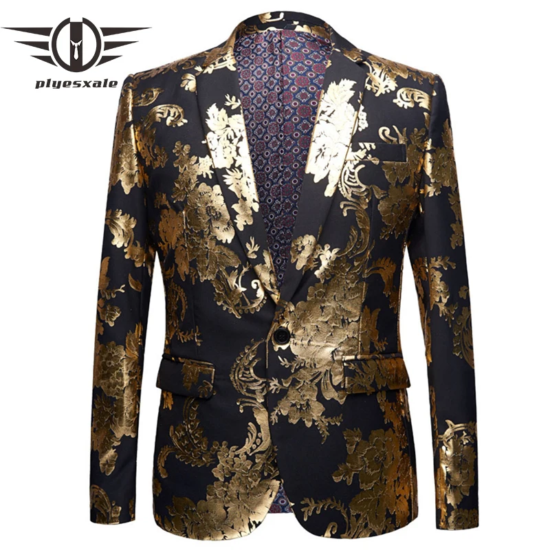 Plyesxale Stylish Gold Blazer Men 2018 New Autumn 4-5XL Mens Printed Blazer Jacket Gentleman Grooms Wedding Blazer For Men Q482
Plyesxale Stylish Gold Blazer Men 2018 New Autumn 4-5XL Mens Printed Blazer Jacket Gentleman Grooms Wedding Blazer For Men Q482