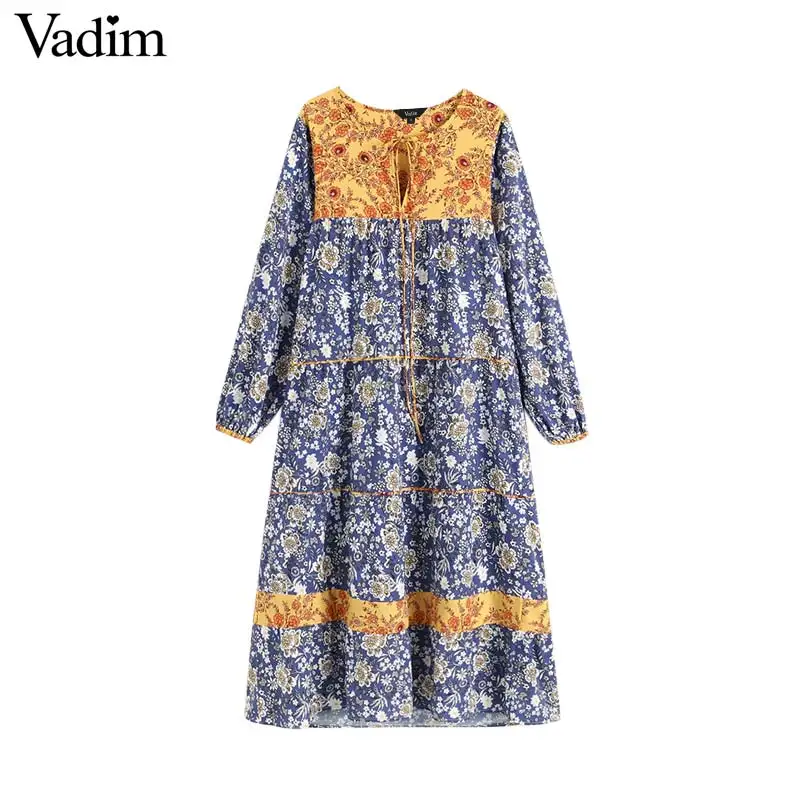 Vadim women retro floral pattern maxi dress bow tie collar long sleeve straight female chic long dresses vestidos QB357
Vadim women retro floral pattern maxi dress bow tie collar long sleeve straight female chic long dresses vestidos QB357