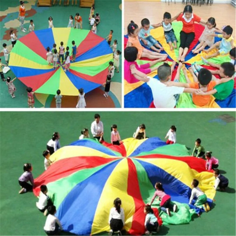 Kindergarten Outdoor Game Rainbow Umbrella Parachute Toy Jump-Sack Ballute Play For Kids 2M3M3.6M4M5M6M Diameter 2019 New (2)