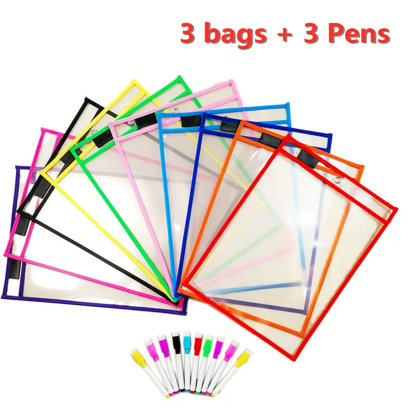 3Lots(3bags+3Pens ) Can Be Reused With PVC Transparent Dry Brush Bag PET Writing Dry Wipe Bag Drawing Toy For Children kids Baby
3Lots(3bags+3Pens ) Can Be Reused With PVC Transparent Dry Brush Bag PET Writing Dry Wipe Bag Drawing Toy For Children kids Baby