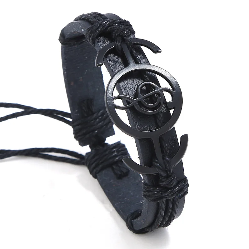 European and American Musical Notes Handmade Woven Leather Bracelet Men's Rock Style Jewelry Hiphop Street Dance Accessories
European and American Musical Notes Handmade Woven Leather Bracelet Men's Rock Style Jewelry Hiphop Street Dance Accessories