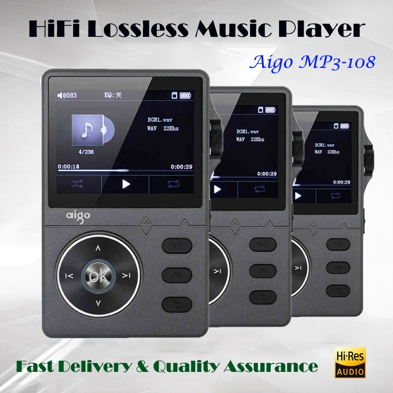 

AIGO MP3-108 Hi fi Lossless Music Player Mp3 Dsd DAC Player Hifi Mp3 Player Audio Portable WM8740 Flac Player with Screen