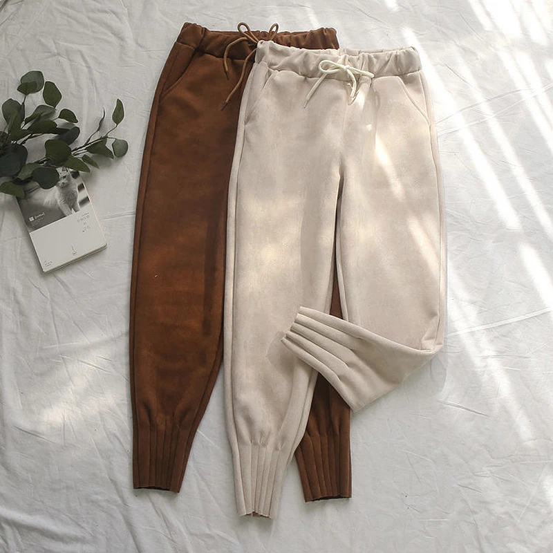 2019 Autumn Winter Women Pants Elastic High Waist Pockets Suede Harem Pants Streetwear Plus Size Trousers Women pantalon femme
2019 Autumn Winter Women Pants Elastic High Waist Pockets Suede Harem Pants Streetwear Plus Size Trousers Women pantalon femme