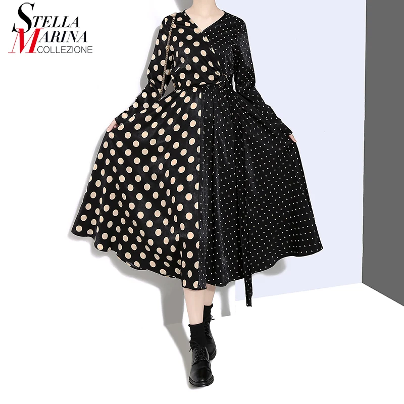 2019 Korean Style Women Long Black Dress Polka Dots Patchwork Mid Calf A-Line Female Elegant Party Club Dresses Robe Femme 4633
2019 Korean Style Women Long Black Dress Polka Dots Patchwork Mid Calf A-Line Female Elegant Party Club Dresses Robe Femme 4633
