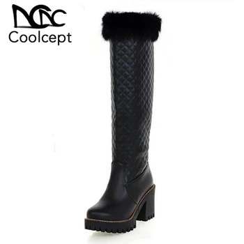 Coolcept New Women Knee High Boots Fur Platform Women's Shoes Thick Heels Winter High Heels Boots Ladies Footwear Size 33-43
Coolcept New Women Knee High Boots Fur Platform Women's Shoes Thick Heels Winter High Heels Boots Ladies Footwear Size 33-43