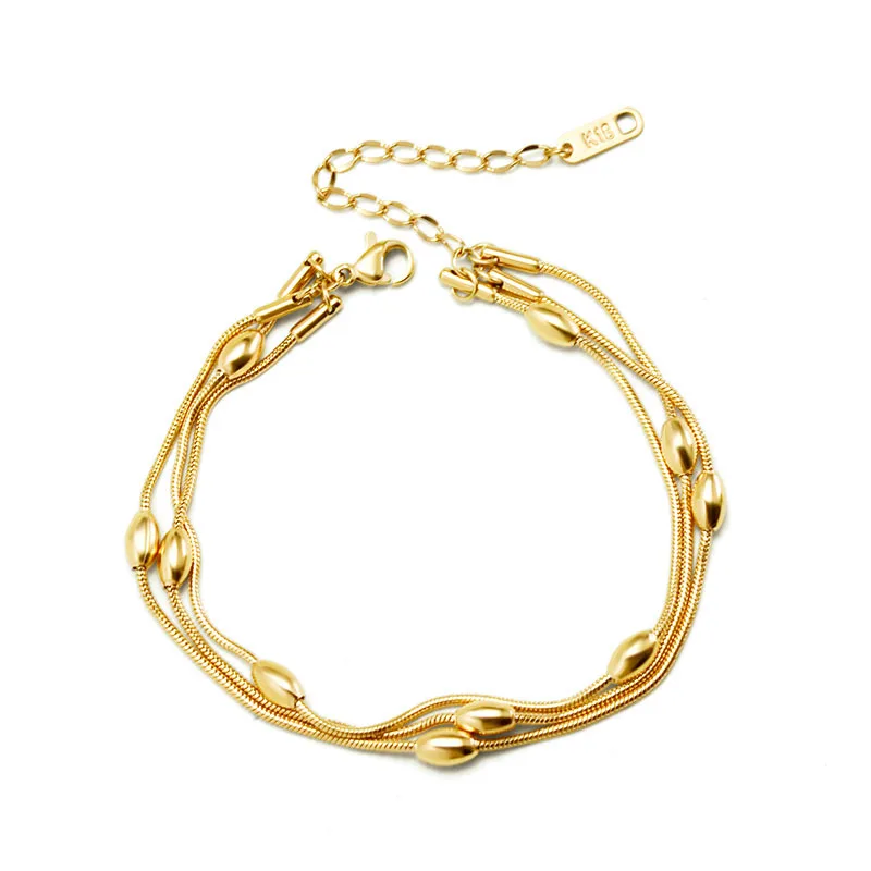2019 Rose gold color snake chain multi-layer bracelets & bangles for women, fashion stainless steel bead bracelet femme jewelry
2019 Rose gold color snake chain multi-layer bracelets & bangles for women, fashion stainless steel bead bracelet femme jewelry