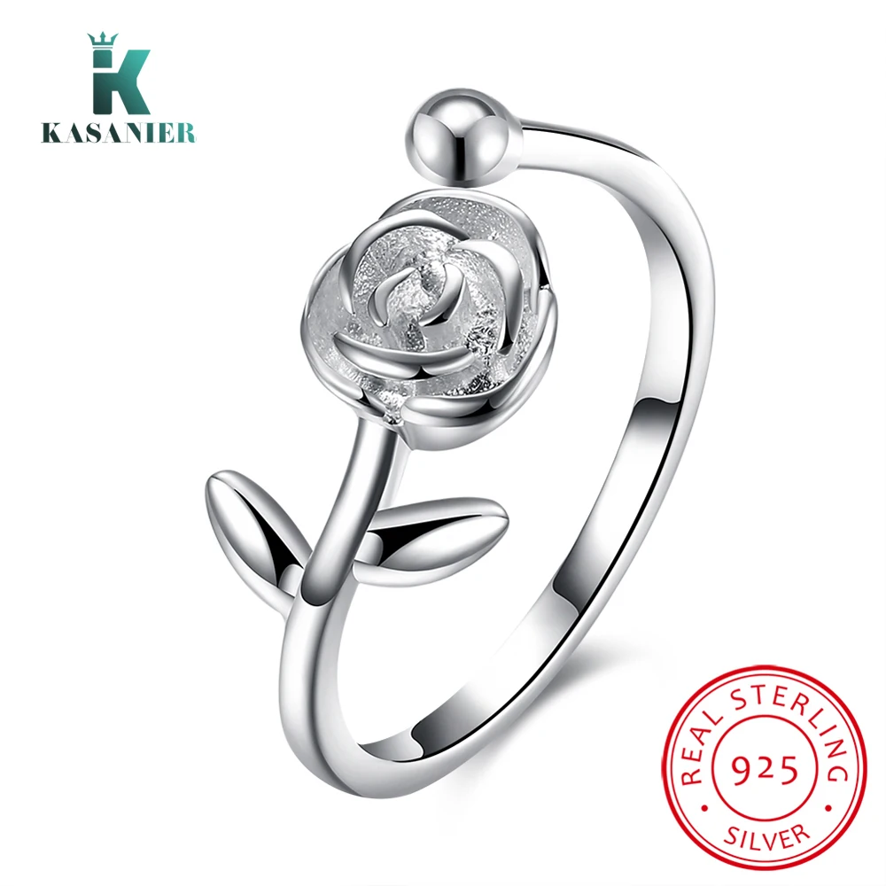 Женское кольцо с цветком розы KASANIER изменяемым размером S925 K-JZ0122 | Украшения и