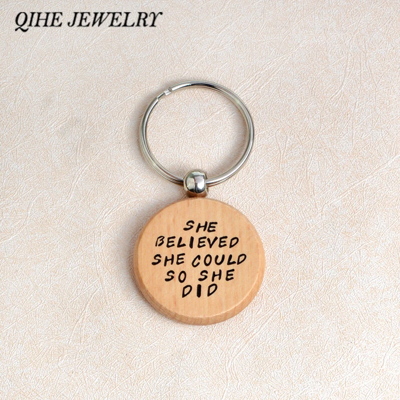 Wood keychain "she believed she could so she did"Round shape keyring key tag Women fashion jewelry Inspirational jewelry
Wood keychain "she believed she could so she did"Round shape keyring key tag Women fashion jewelry Inspirational jewelry