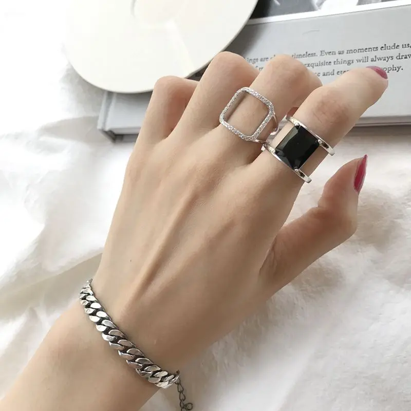 Серебряные квадратные циркониевые кольца Silvology 925 пробы ажурные креативные