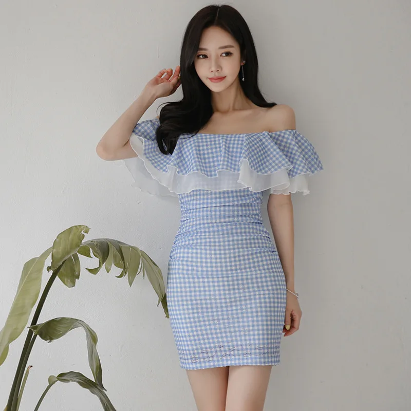 Summer Women Sheath Casual Bodycon Wrap Dress Mini Club Dress Wear for Ladies Slash Neck Ruffles Print Plaid Dress Big Size Robe 
Summer Women Sheath Casual Bodycon Wrap Dress Mini Club Dress Wear for Ladies Slash Neck Ruffles Print Plaid Dress Big Size Robe