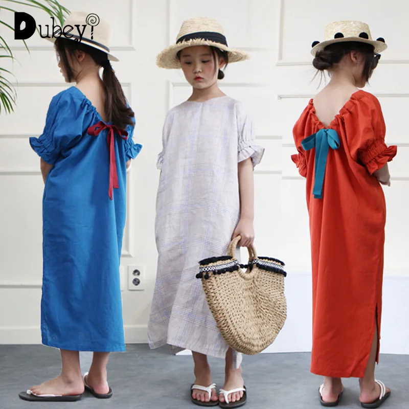 4-12 Years Girls Loose Plaid Maxi Dress Elegant Summer Backless Long Frocks Clothes Girl Holiday Party Dress
4-12 Years Girls Loose Plaid Maxi Dress Elegant Summer Backless Long Frocks Clothes Girl Holiday Party Dress