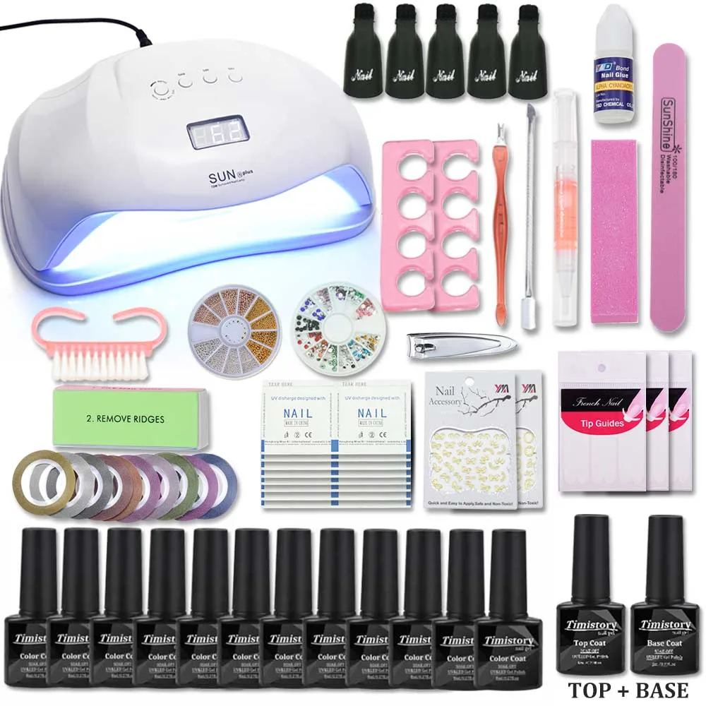 Timistory Nail Set with UV Led Lamp 72/54/48/40W 12 Color Soak Off Nail Polish Set Base Gel Top Coat Nail Kit Manicure Tools Set
Timistory Nail Set with UV Led Lamp 72/54/48/40W 12 Color Soak Off Nail Polish Set Base Gel Top Coat Nail Kit Manicure Tools Set
