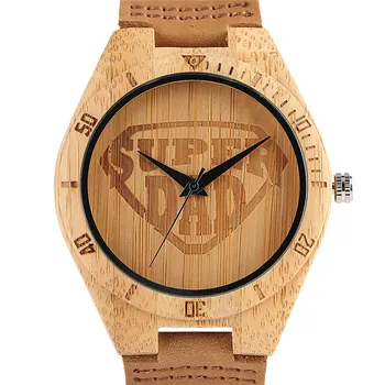 YISUYA Nature Wood Bamboo Quartz Men Watch SUPER DAD Pattern Creative Genuine Leather Band Strap Wristwatch Male
YISUYA Nature Wood Bamboo Quartz Men Watch SUPER DAD Pattern Creative Genuine Leather Band Strap Wristwatch Male