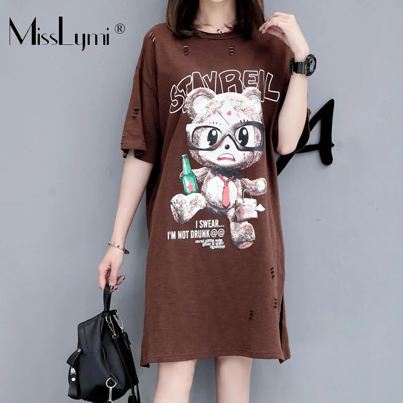 XL-5XL Plus Size Women T shirt Dress Summer 2019 Cute Cartoon Bear Print O-neck Short Sleeve Loose Casual Hole Cotton Dresses
XL-5XL Plus Size Women T shirt Dress Summer 2019 Cute Cartoon Bear Print O-neck Short Sleeve Loose Casual Hole Cotton Dresses