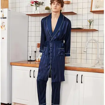 New Spring Summer Silky Long Sleeves Sleepwear Robe Men Pajamas Set Satin Home Wear Nightgown Original 2PCS Nightwear
New Spring Summer Silky Long Sleeves Sleepwear Robe Men Pajamas Set Satin Home Wear Nightgown Original 2PCS Nightwear