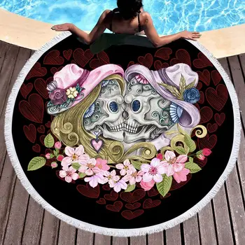 SugarSkull Microfiber soft Round Beach Towel With Tassel Yoga Mat Florals Blanket Printed Serviette 150cm Bath Towel Summer YJ46
SugarSkull Microfiber soft Round Beach Towel With Tassel Yoga Mat Florals Blanket Printed Serviette 150cm Bath Towel Summer YJ46