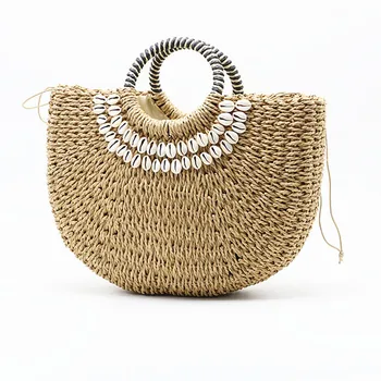 2019 New shell moon bag straw bag women's straw bag handmade woven basket wicker Summer Grass Bags Drawstring of totes
2019 New shell moon bag straw bag women's straw bag handmade woven basket wicker Summer Grass Bags Drawstring of totes