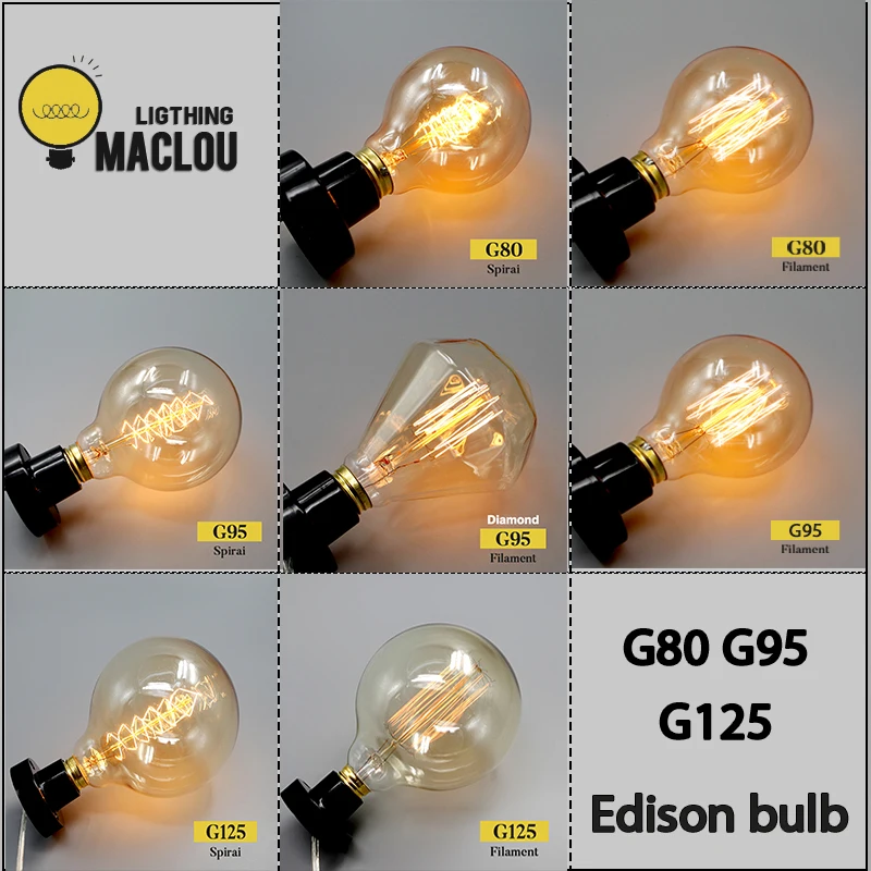 G80 G95 G125 Edison Bulb 220V Dimmable Ampoule Vintage Light Blub Lampada Light Incandescent Filament Bulb Retro Edison Lamp
G80 G95 G125 Edison Bulb 220V Dimmable Ampoule Vintage Light Blub Lampada Light Incandescent Filament Bulb Retro Edison Lamp